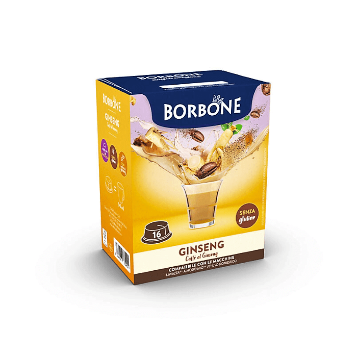 Soluble Ginseng Coffee in A Modo Mio compatible capsules by Borbone, 16 pieces