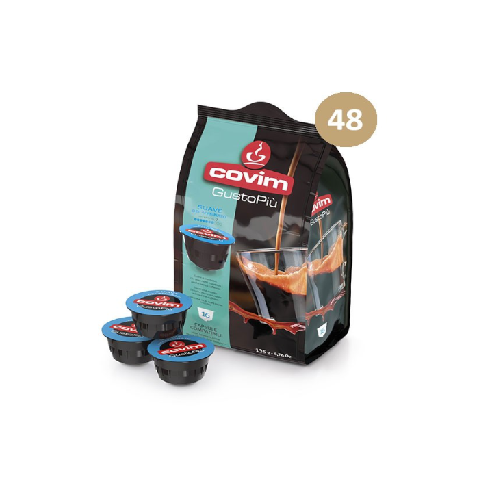 Covim coffee capsules compatible with Nescafè Dolce Gusto, Suave Decaffeinated blend