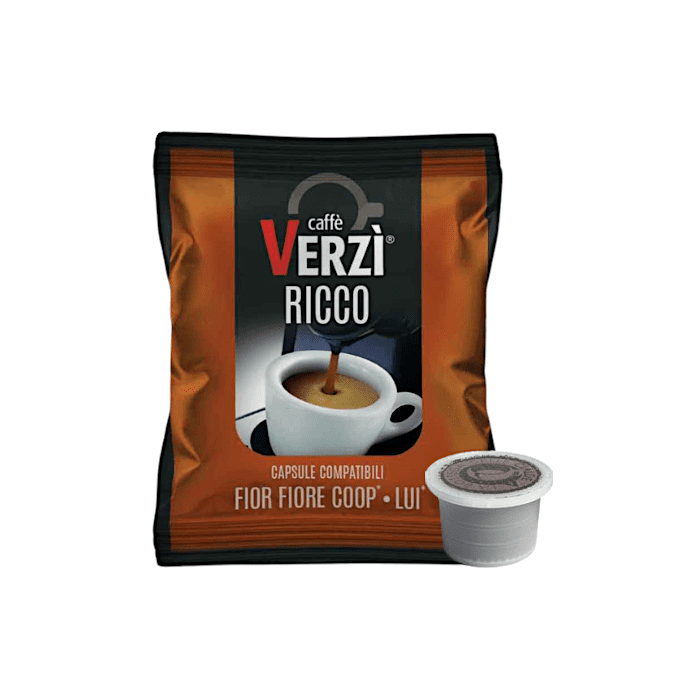 Verzì Caffè Capsules Compatible with Fior Fiore Coop, Aroma Vero, Caffè Lui, Caffè Martello. Aroma Ricco