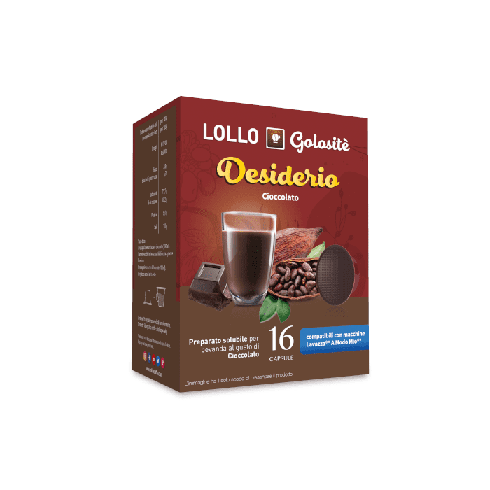 Cioccolato Solubile in Capsule Lollo Caffè Compatibili A Modo Mio, 16 Pezzi