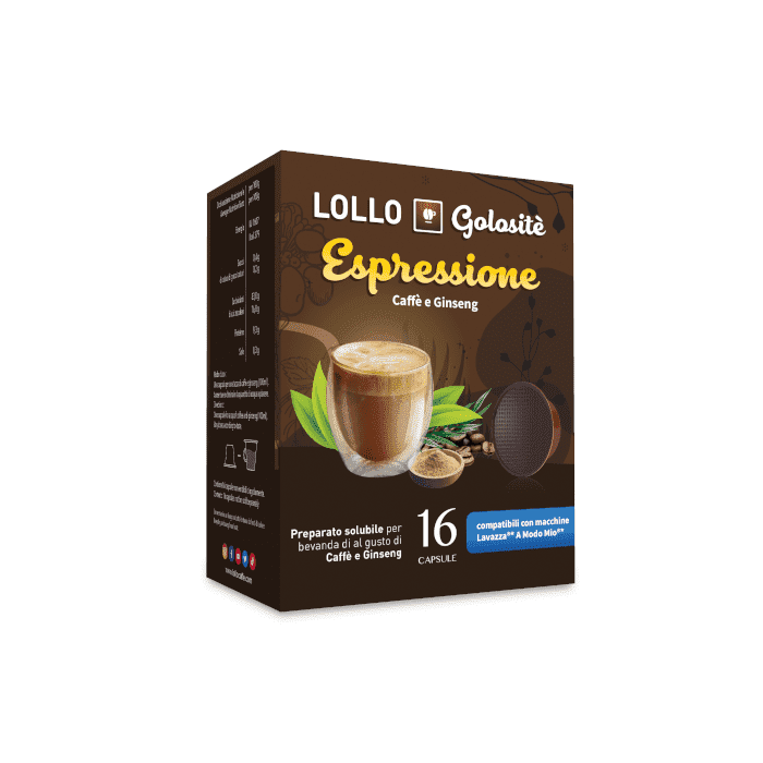 Ginseng Drink, Lollo Caffè Compatible Capsules with A Modo Mio, 16 pieces