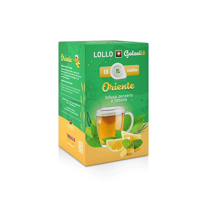 Ginger and lemon infusion in ESE pods 44mm format, Lollo Caffè, 18 pieces
