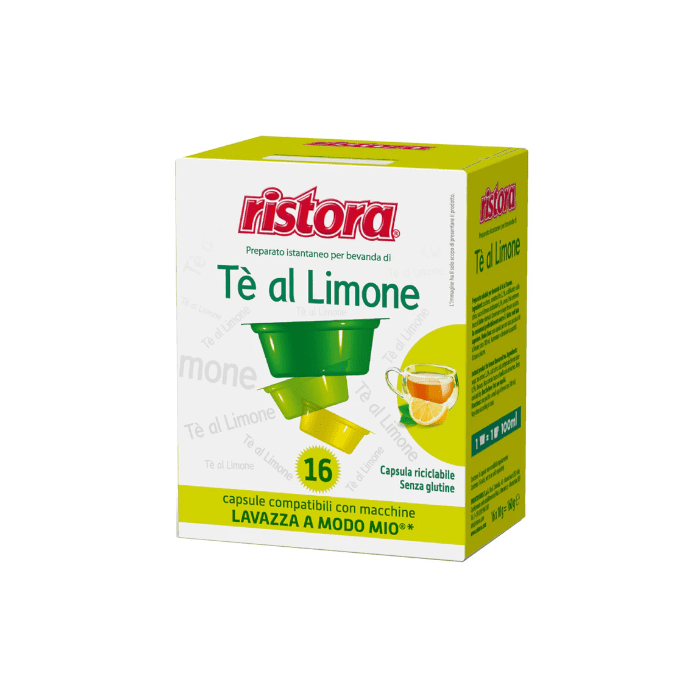 Ristora Lemon Tea in capsules compatible with A Modo Mio, 16 pieces